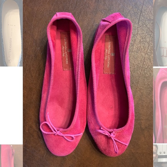 CLORINDA ANTINORI Italian Suede Pink Bow Flats EU38* - Picture 2 of 5